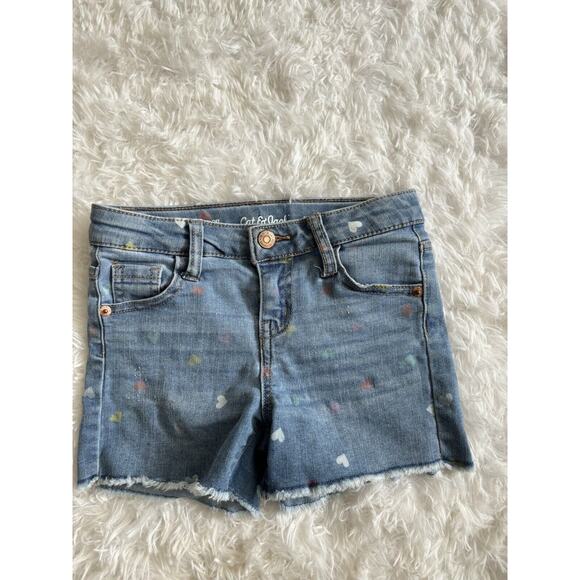 Cat & Jack Girls Sz. 6/6x Heart Design “ Short” Jean Shorts. Cute - Picture 1 of 8